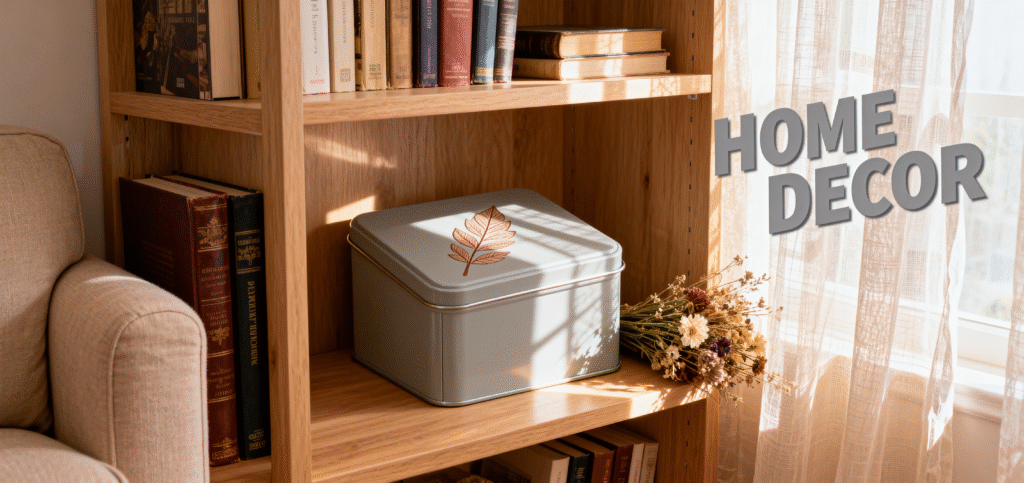 jimeng 2025 11 26 5030 帮我生成几张铁盒的应用场景图，可以是组合图，例如圣诞系列铁盒组合图，万圣节系列的...